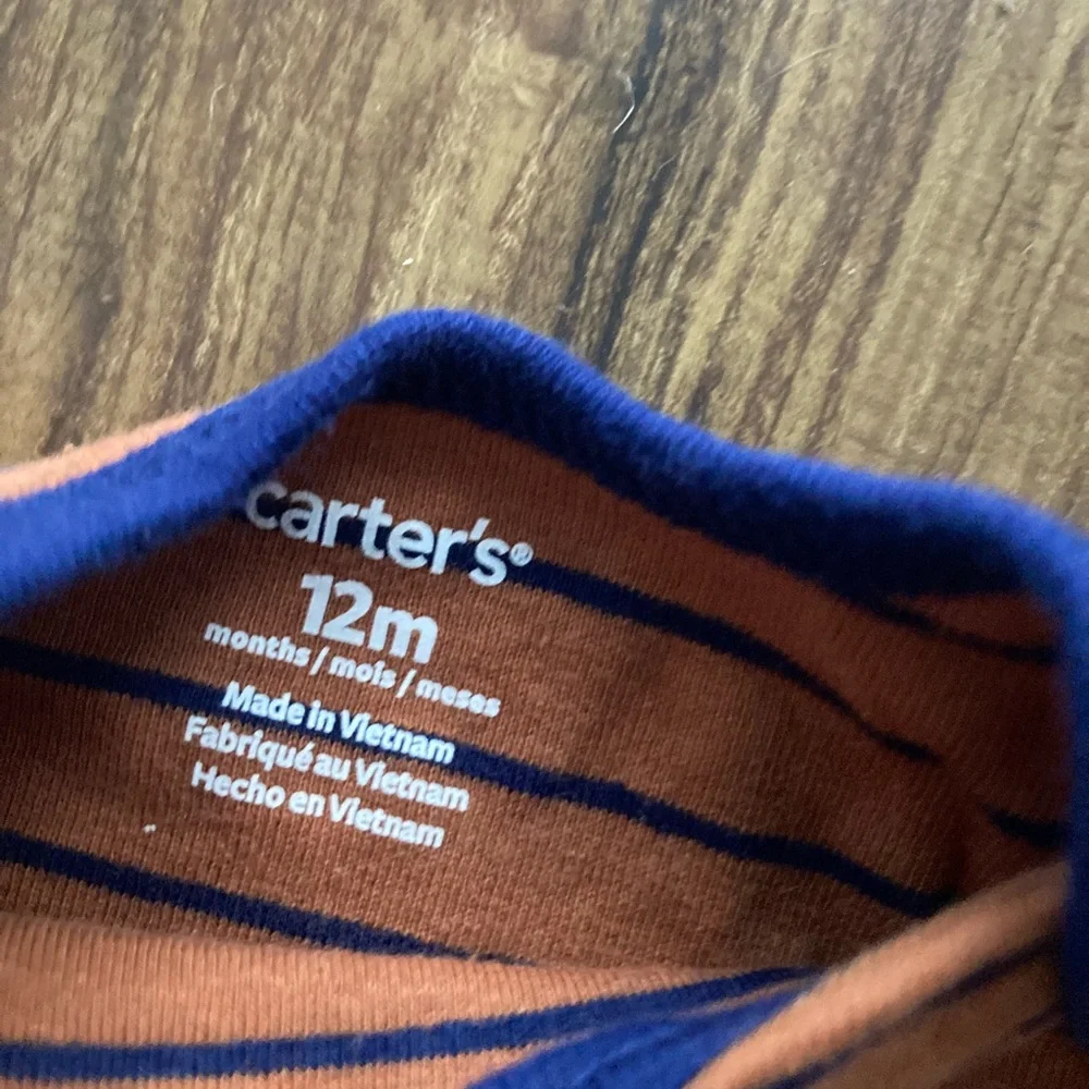 Carter's Gray, Orange, and Blue Bear and Stripes Bodysuits